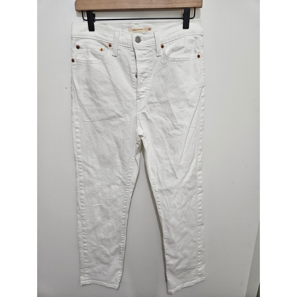Levis Wedgie Straight White High Rise Button Fly Jeans Size 30